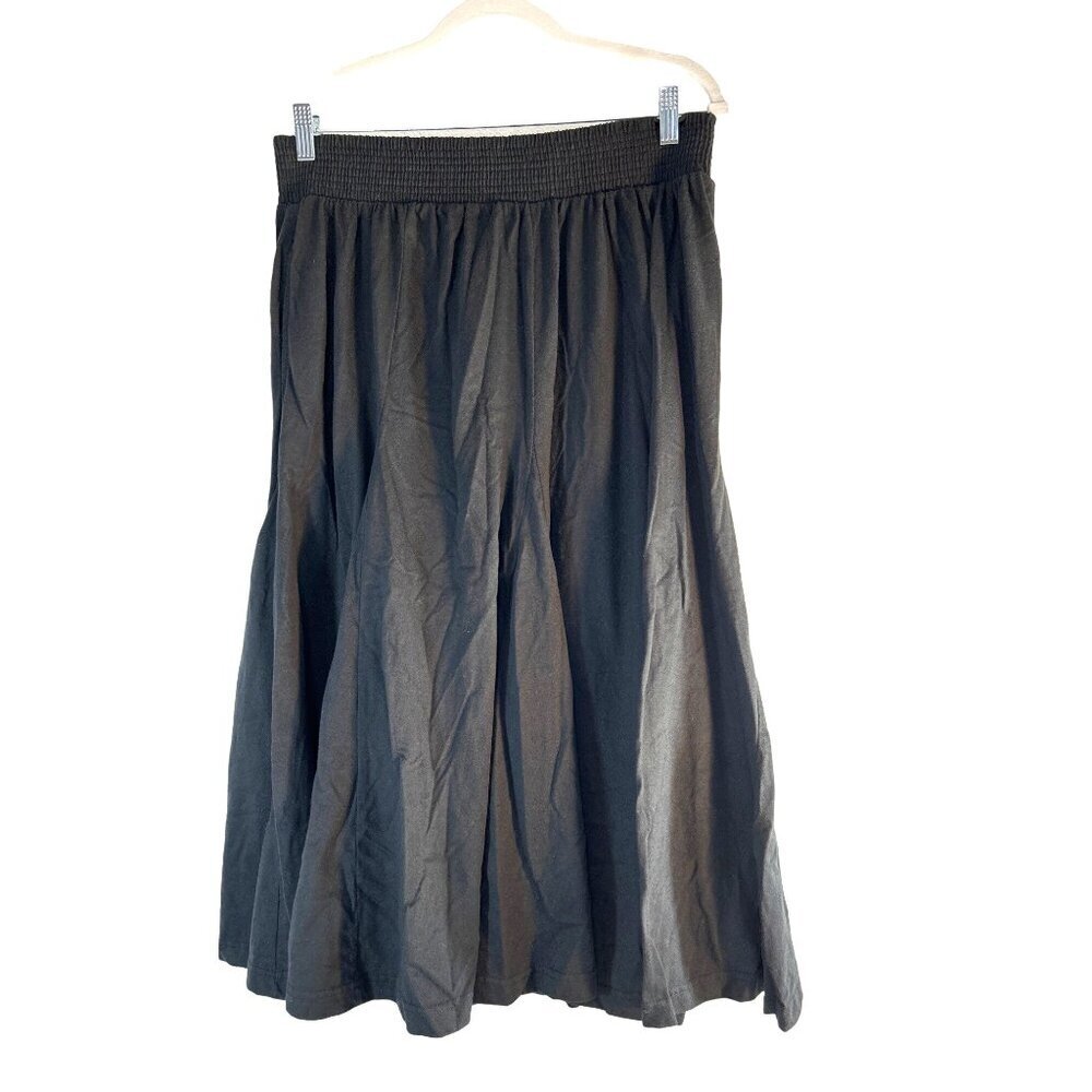 Woman Within Womens Skirt Maxi Heavy Winter Black Elastic Waist Pockets Size L N